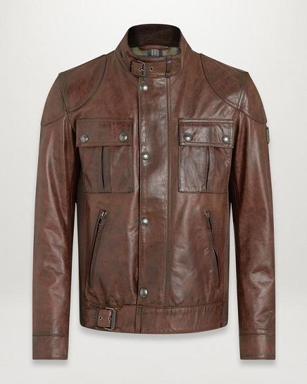 Veste Cuir Belstaff Homme Gangster Rouge Foncé France UF2938147